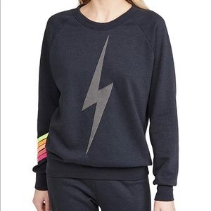 Aviator nation chevron bolt crew neck sweatshirt size small in charcoal